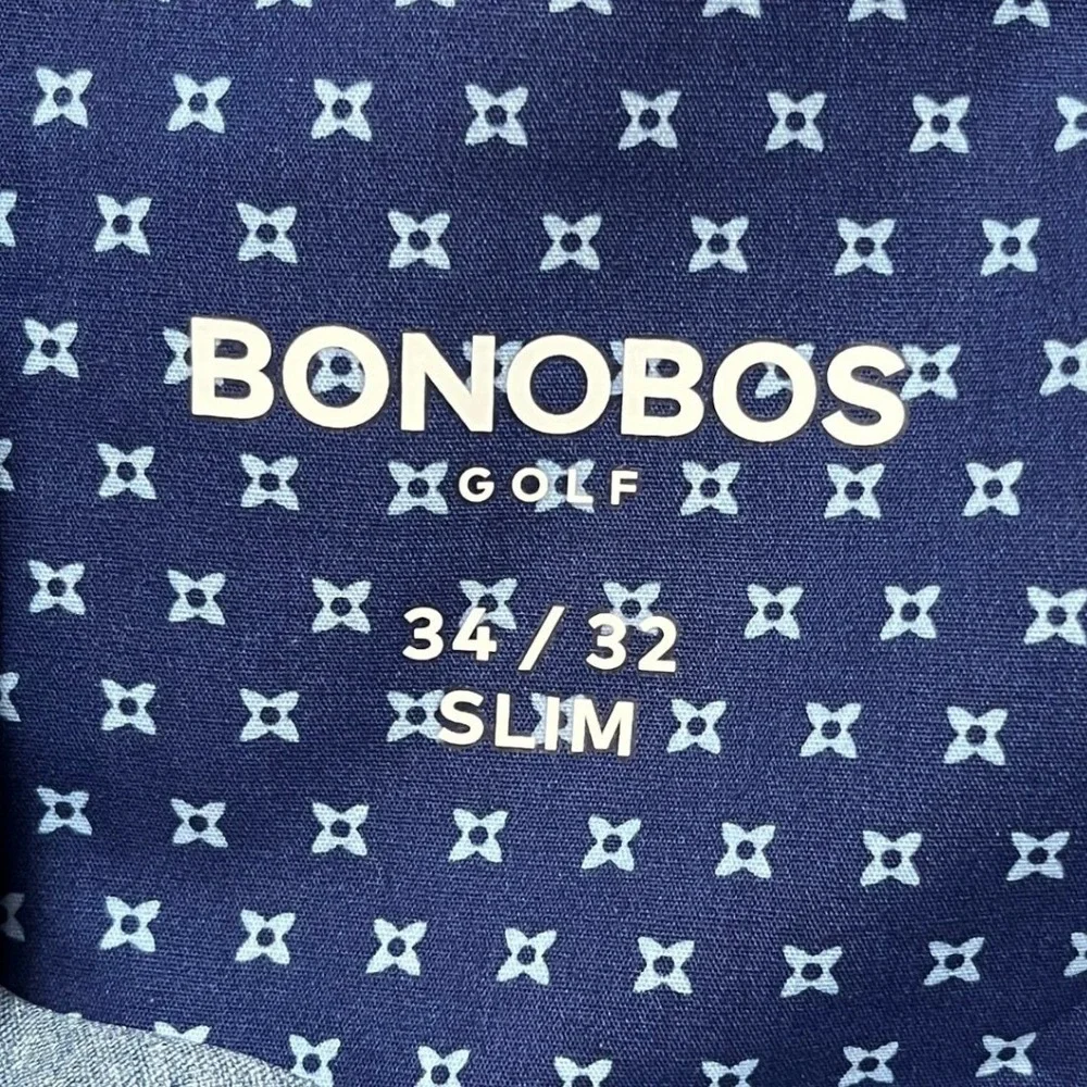 Bonobos Golf Pants Men 34x32 Blue Slim Fit Heathered Stretch Waistband 5-Pocket